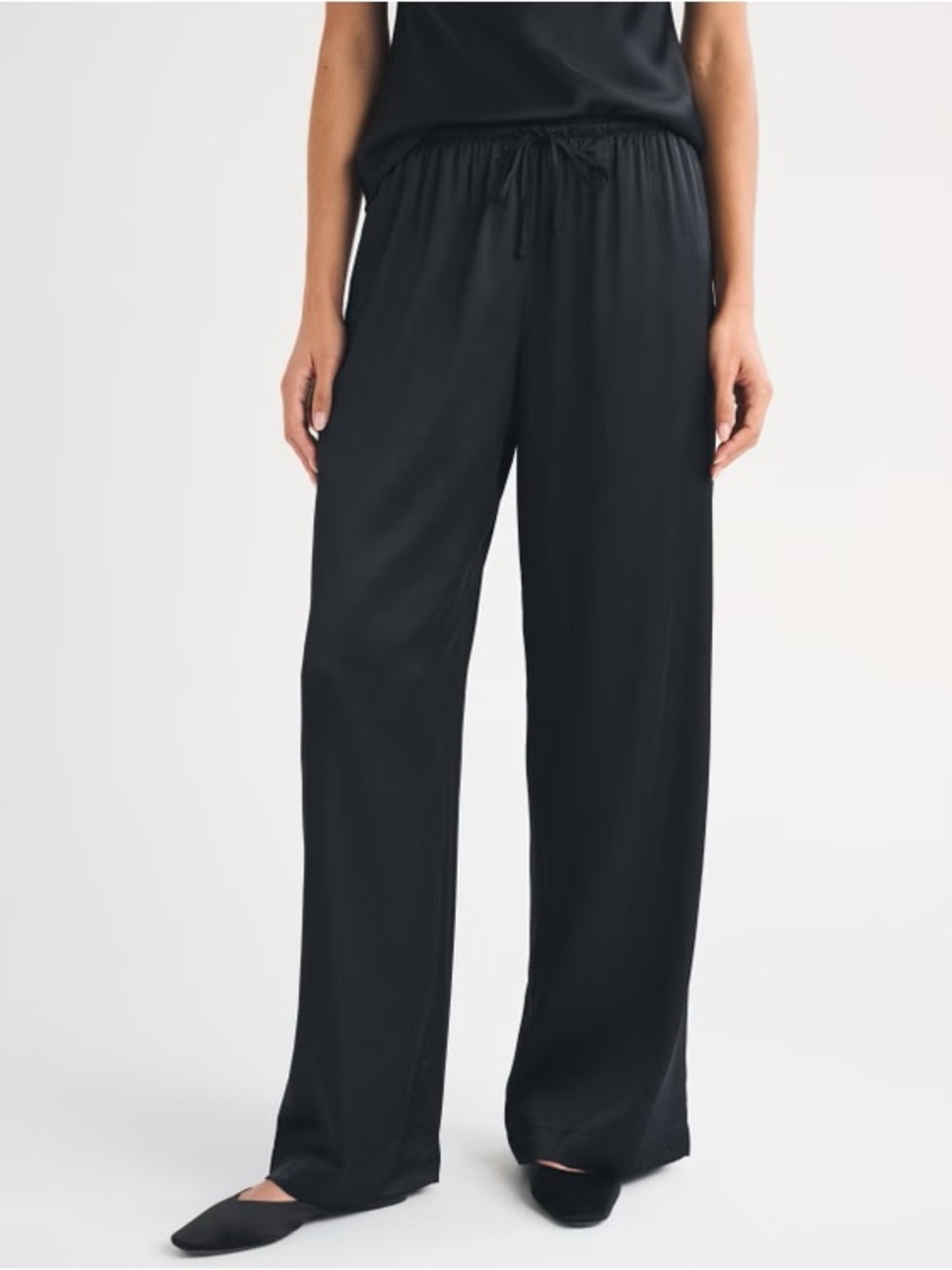 Vintage Jacqueline Ferrar 100% Silk Wide Leg Pants Black Medium 90s Minimalist
